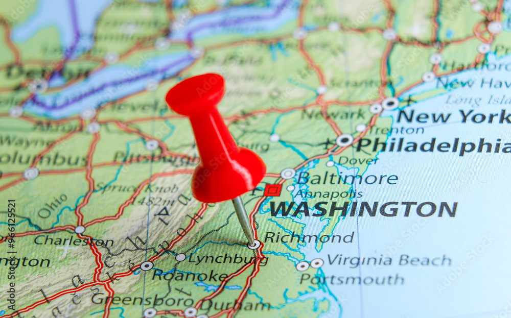 Richmond, pin on map of USA Richmond, pin on map of USA