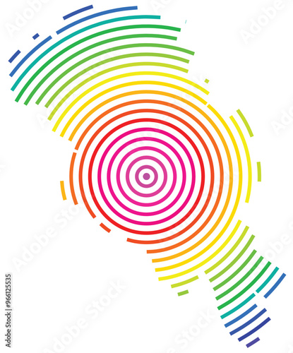 Symbol Map of the County Oppland (Norway) showing the territory with concentric circles in rainbow colors like a shooting target