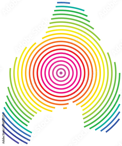 Symbol Map of the County Oslo (Norway) showing the territory with concentric circles in rainbow colors like a shooting target