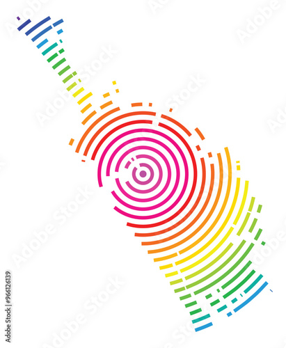 Symbol Map of the Regional Council Northland (New Zealand) showing the territory with concentric circles in rainbow colors like a shooting target