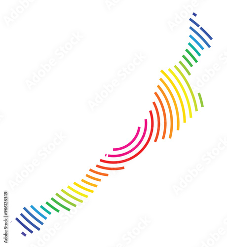 Symbol Map of the Regional Council West Coast (New Zealand) showing the territory with concentric circles in rainbow colors like a shooting target