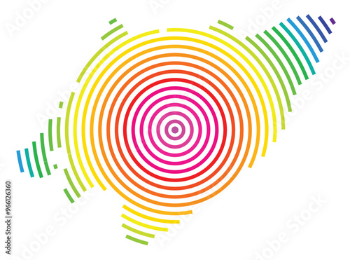Symbol Map of the Regional Council Wellington (New Zealand) showing the territory with concentric circles in rainbow colors like a shooting target