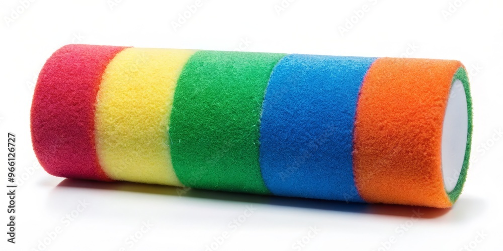 Colorful foam sleeve isolated on white background, perfect for branding and merchandise, with a blank space for your Colorful foam sleeve isolated on white background, perfect for branding and merchandise, with a blank space for your