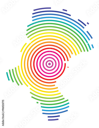 Symbol Map of the Voivodeship or Province Silesian (Poland) showing the territory with concentric circles in rainbow colors like a shooting target
