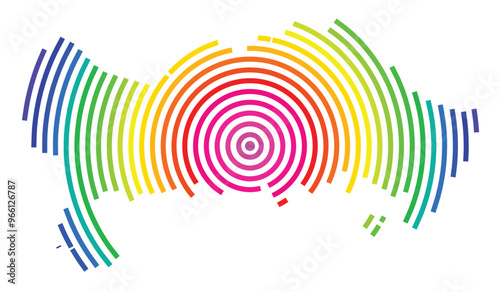 Symbol Map of the County Blekinge (Sweden) showing the territory with concentric circles in rainbow colors like a shooting target