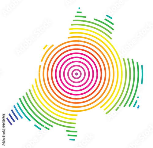 Symbol Map of the County Joenkoeping (Sweden) showing the territory with concentric circles in rainbow colors like a shooting target