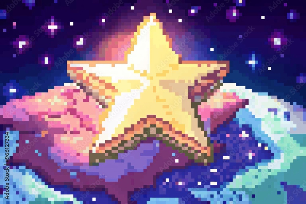 Obraz premium background with star in pixel style