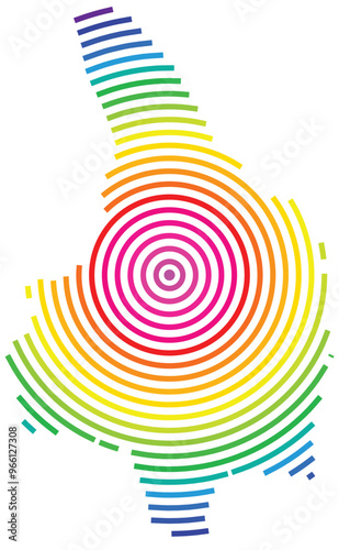 Symbol Map of the County Vaermland (Sweden) showing the territory with concentric circles in rainbow colors like a shooting target