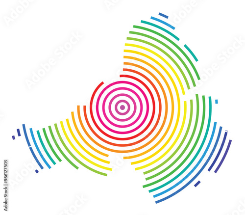 Symbol Map of the Region Trenciansky (Slovakia) showing the territory with concentric circles in rainbow colors like a shooting target