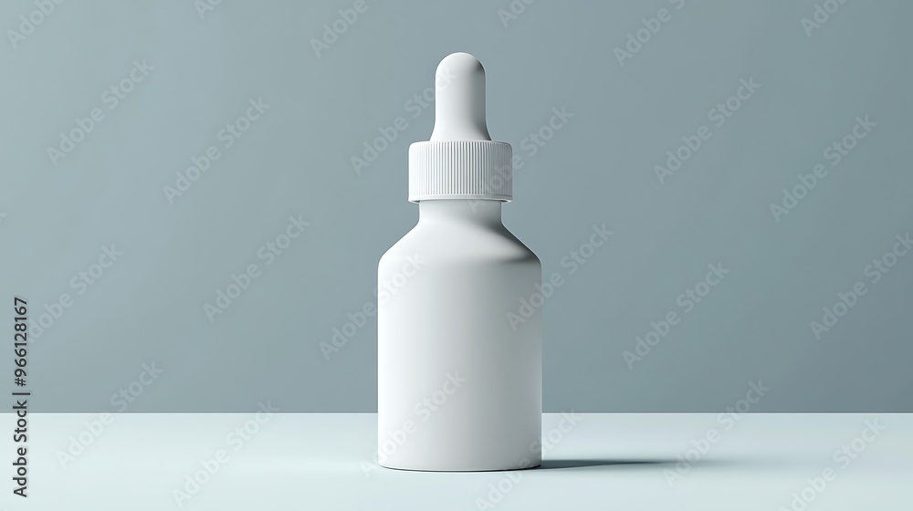 White Dropper Bottle Mockup on Blue Background