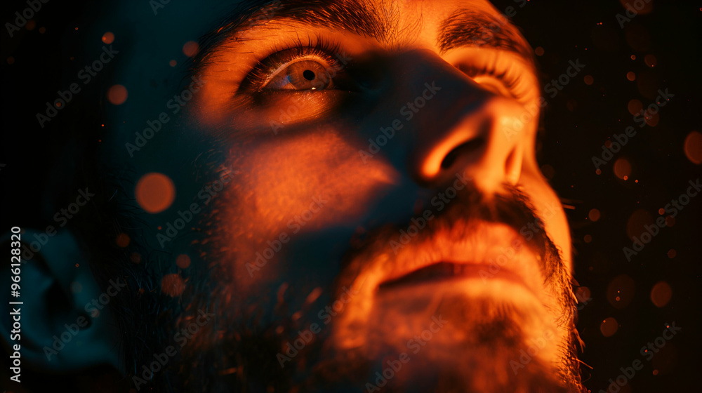 Portrait Man With Light Splashes Depicting Portrait Man With Light Splashes Depicting