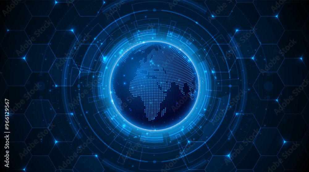 Global connection network background. World map with technology circuit boards. Internet technology concept or global communication Global connection network background. World map with technology circuit boards. Internet technology concept or global communication