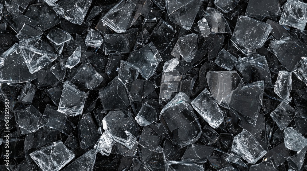 custom made wallpaper toronto digitalShattered glass pieces scattered on a dark surface. The glass fragments vary in size and shape, reflecting light and creating a striking visual texture.