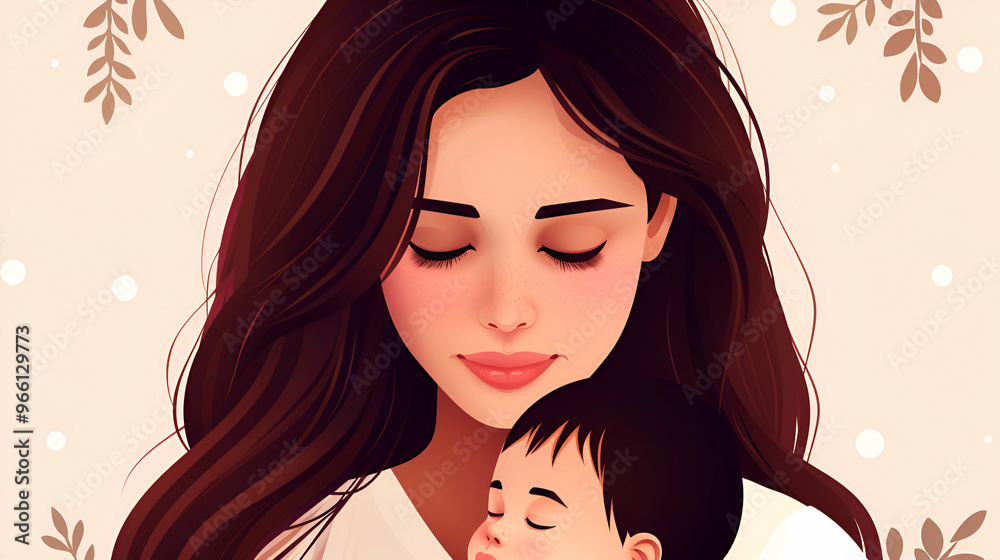 Portrait Mom Holding Baby With Her Arms Isolate Portrait Mom Holding Baby With Her Arms Isolate
