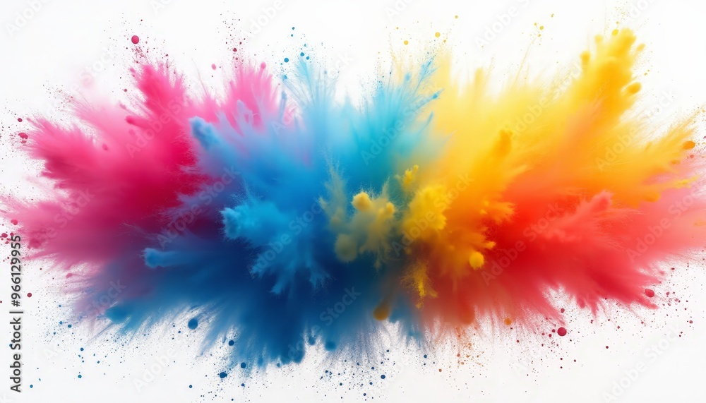 Fototapeta premium Colorful rainbow holi paint color powder explosion isolated white background