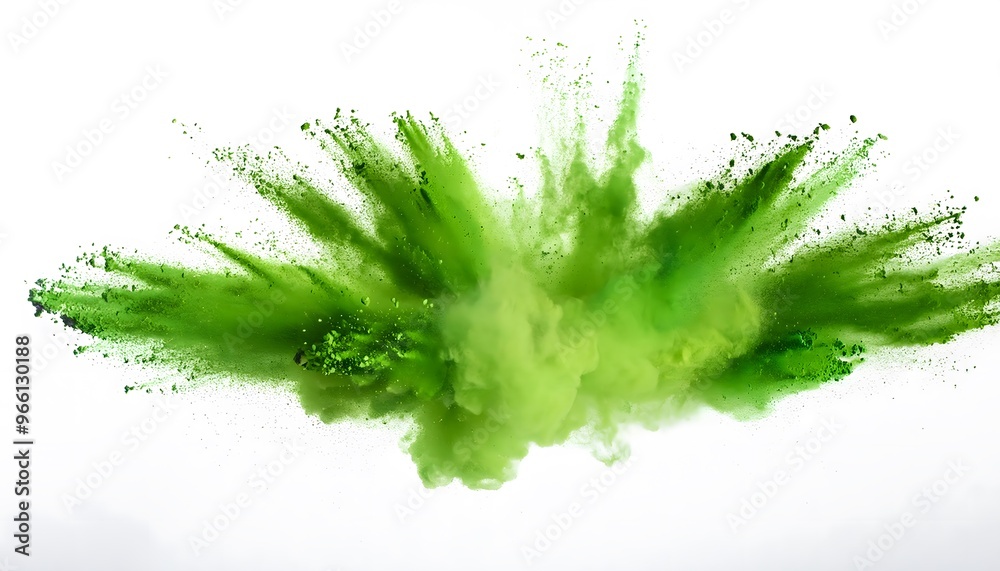 Fototapeta premium green powder explosion burst isolated on white