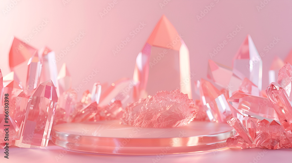 A diamond background with a shimmering texture of crushed diamonds on a soft pink background ,Polished crystal product display podium on a soft pastel pink background A diamond background with a shimmering texture of crushed diamonds on a soft pink background ,Polished crystal product display podium on a soft pastel pink background