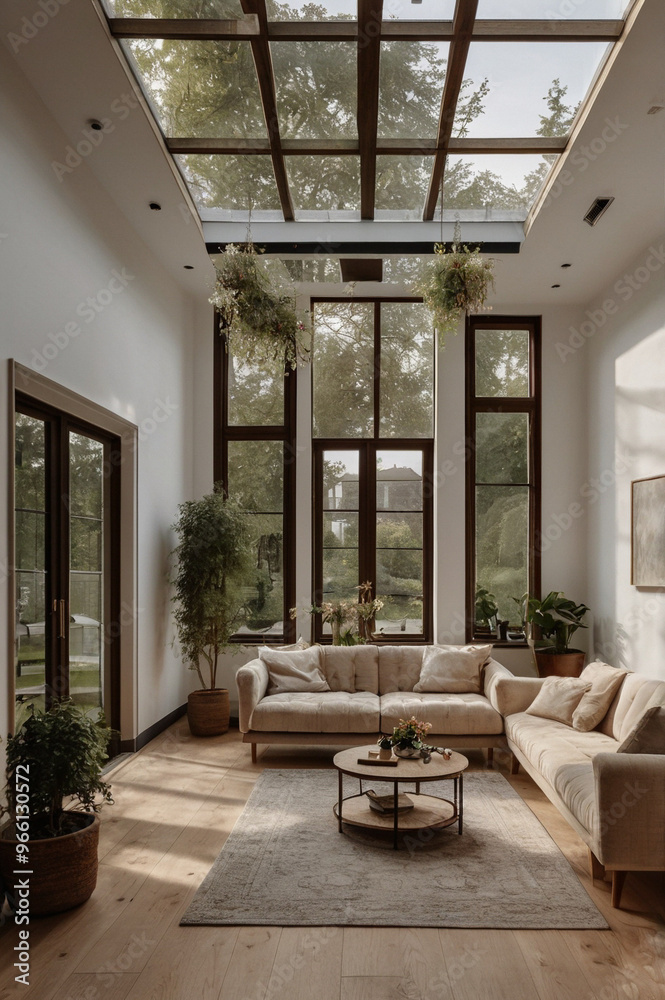 Fototapeta premium luxury house with glass walls in nature