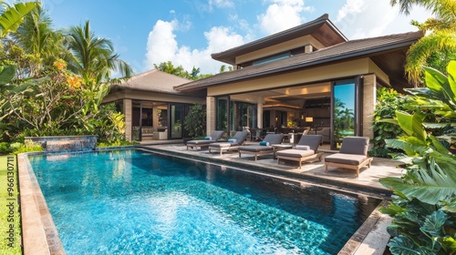 Wallpaper Mural Luxury tropical resort villa with private pool and lush garden Torontodigital.ca