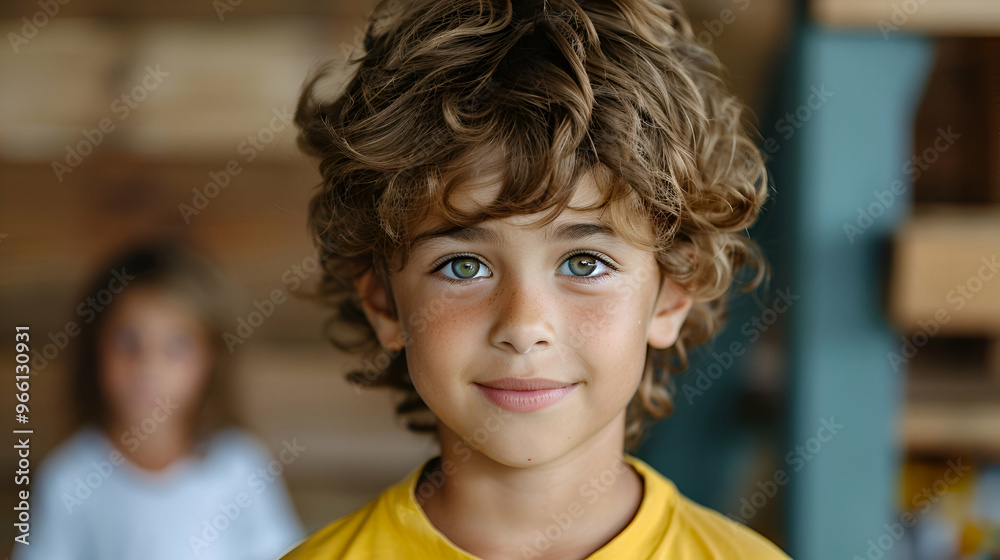 Portrait Smiling Boy With Friends Playground Portrait Smiling Boy With Friends Playground