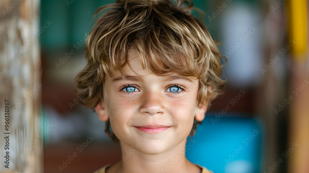 Portrait Smiling Boy With Friends Playground Portrait Smiling Boy With Friends Playground