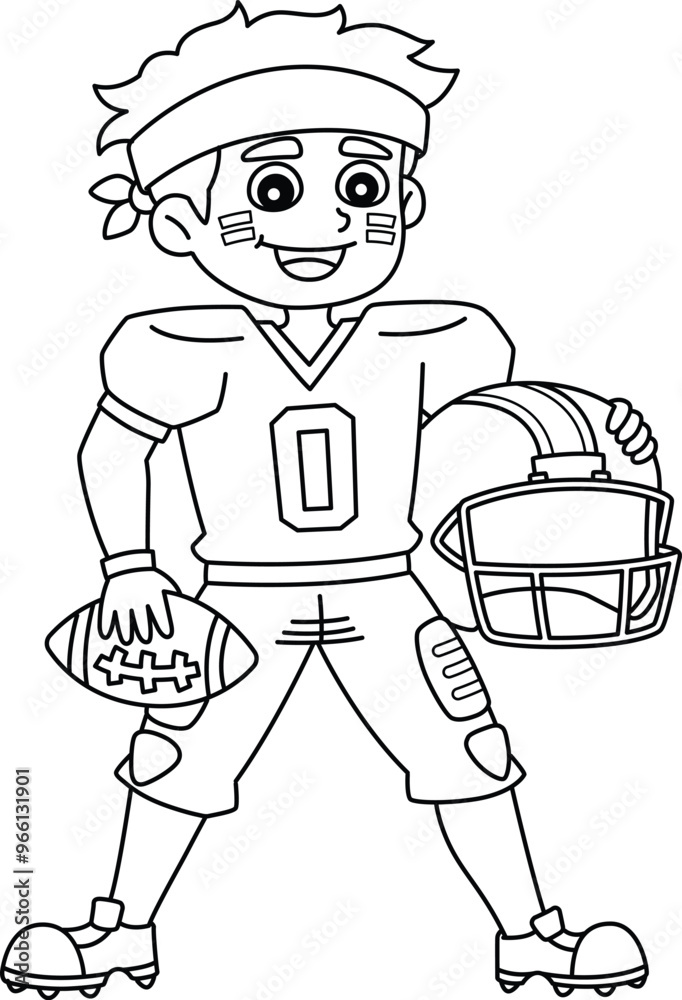 American Football Player Isolated Coloring Page American Football Player Isolated Coloring Page