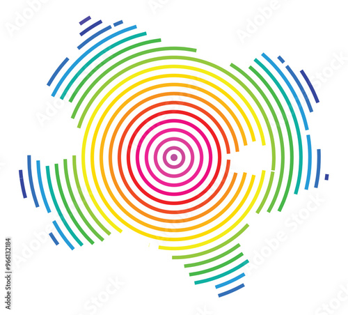 Symbol Map of the Bundesland Niederoesterreich (Austria) showing the Bundesland with concentric circles in rainbow colors like a shooting target photo