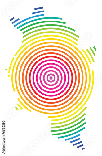 Symbol Map of the Bundesland Vorarlberg (Austria) showing the Bundesland with concentric circles in rainbow colors like a shooting target