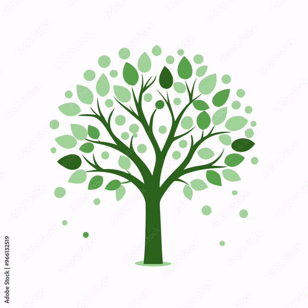 Abstract green tree with leaves design Abstract green tree with leaves design