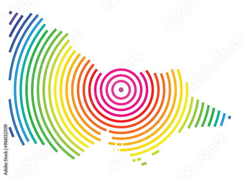 Symbol Map of the State Victoria (Australia) showing the territory with concentric circles in rainbow colors like a shooting target