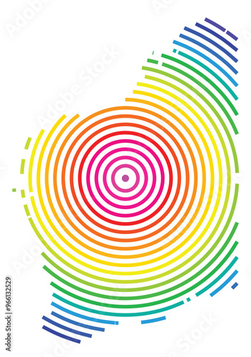 Symbol Map of the State Western Australia (Australia) showing the territory with concentric circles in rainbow colors like a shooting target