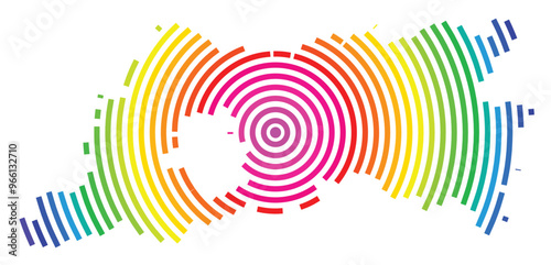 Symbol Map of the Province Flemish Brabant (Belgium) showing the territory with concentric circles in rainbow colors like a shooting target