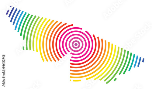 Symbol Map of the State Acre (Brazil) showing the territory with concentric circles in rainbow colors like a shooting target