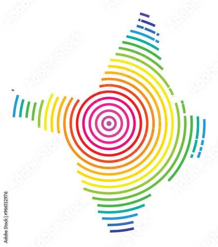 Symbol Map of the State Amapa (Brazil) showing the territory with concentric circles in rainbow colors like a shooting target