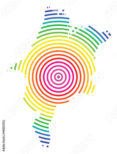 Symbol Map of the State Maranhao (Brazil) showing the territory with concentric circles in rainbow colors like a shooting target