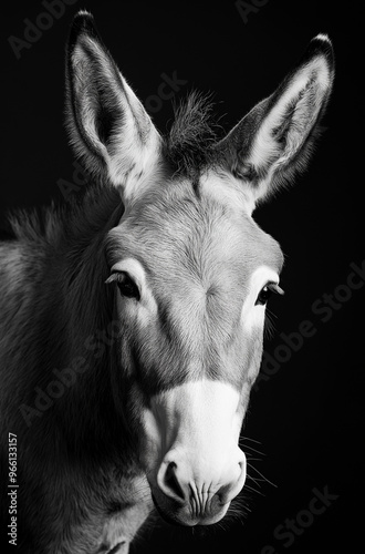 fotografia de estúdio de retrato de burro preto e branco photo