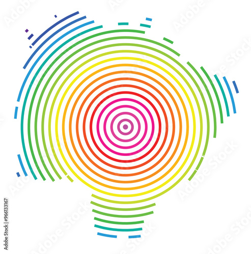 Symbol Map of the State Mato Grosso do Sul (Brazil) showing the territory with concentric circles in rainbow colors like a shooting target