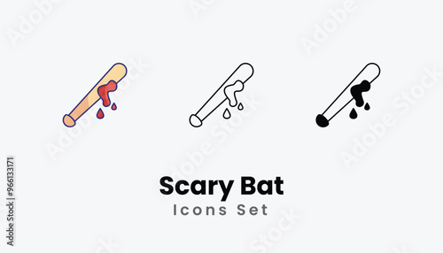 Scary Bat Icons thin line and glyph vector icon stock illustration