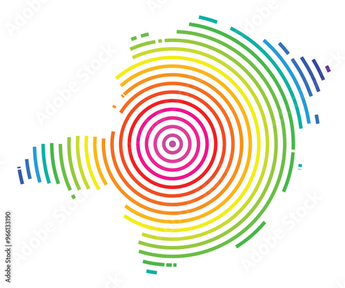 Symbol Map of the State Minas Gerais (Brazil) showing the territory with concentric circles in rainbow colors like a shooting target
