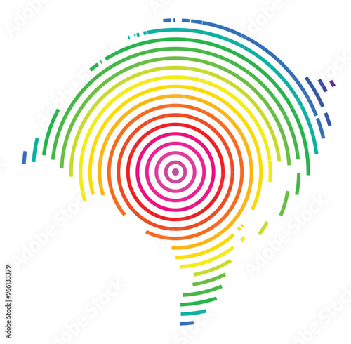 Symbol Map of the State Rio Grande do Sul (Brazil) showing the territory with concentric circles in rainbow colors like a shooting target