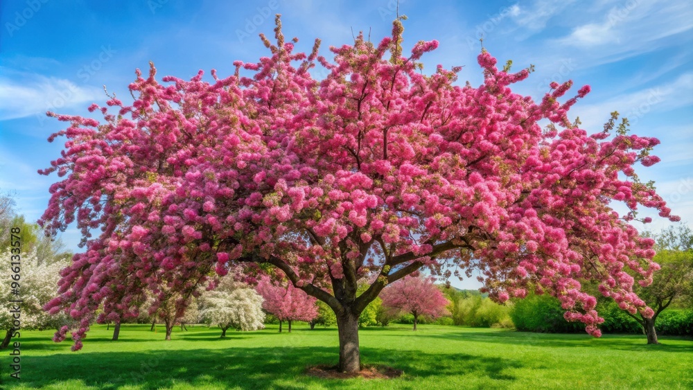 Siberian crab apple tree blossoms (malus baccata) in full bloom Siberian crab apple tree blossoms (malus baccata) in full bloom
