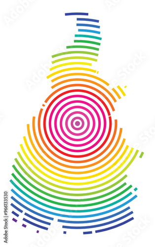 Symbol Map of the State Tocantins (Brazil) showing the territory with concentric circles in rainbow colors like a shooting target
