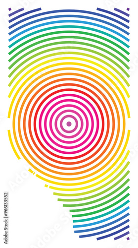 Symbol Map of the Province Alberta (Canada) showing the territory with concentric circles in rainbow colors like a shooting target