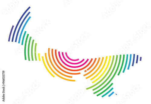 Symbol Map of the Province Prince Edward Island (Canada) showing the territory with concentric circles in rainbow colors like a shooting target