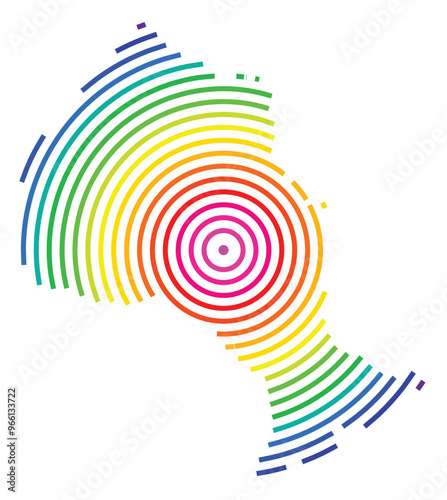 Symbol Map of the Province Ontario (Canada) showing the territory with concentric circles in rainbow colors like a shooting target