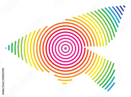 Symbol Map of the Kanton Basel-Stadt (Switzerland) showing the Kanton with concentric circles in rainbow colors like a shooting target