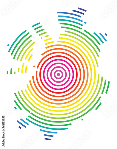 Symbol Map of the Kanton Fribourg (Switzerland) showing the Kanton with concentric circles in rainbow colors like a shooting target
