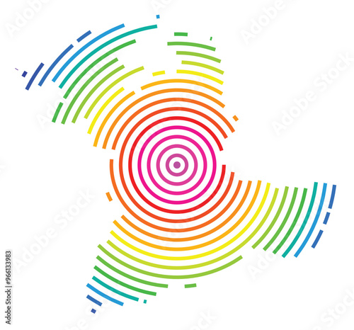 Symbol Map of the Kanton Bern (Switzerland) showing the Kanton with concentric circles in rainbow colors like a shooting target