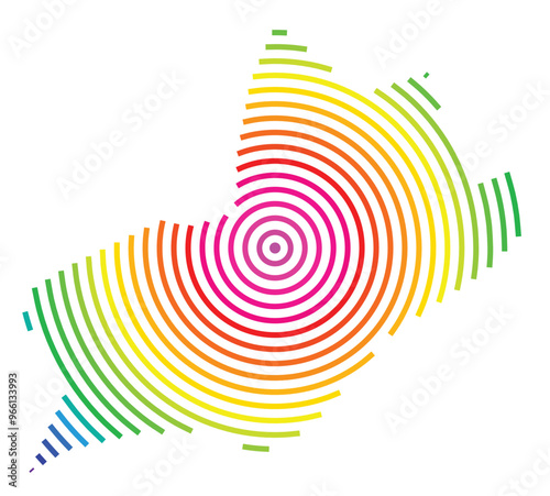 Symbol Map of the Kanton Geneve (Switzerland) showing the Kanton with concentric circles in rainbow colors like a shooting target