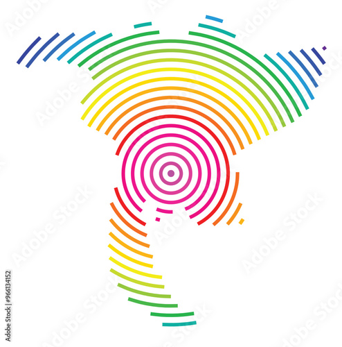 Symbol Map of the Kanton Nidwalden (Switzerland) showing the Kanton with concentric circles in rainbow colors like a shooting target